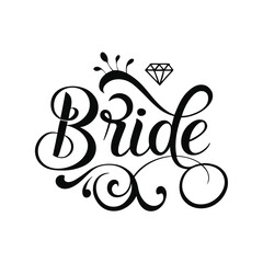 Obraz premium Bride text vector art illustration