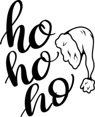 Ho ho ho. Lettering phrase in golden style on white background. Design element for poster, greeting card. 