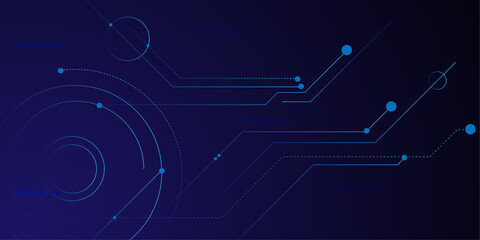 Abstract blue circuit board technology futuristic. Connection system, big data visualization, social networking, communication technology background design.