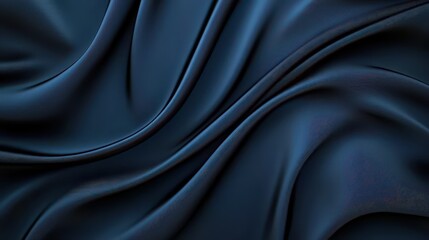 Obraz premium Elegant dark blue satin fabric with soft folds, perfect for backgrounds or textile designs in fashion and interior decor.