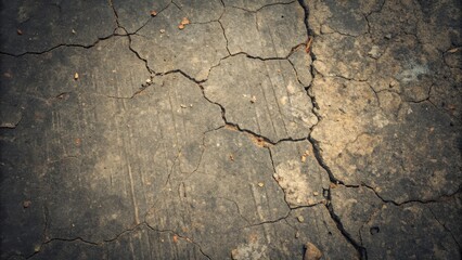 Obraz premium A close-up of cracked and weathered asphalt, revealing the impact of time and the elements on a once-smooth surface