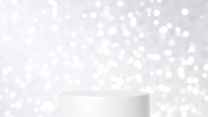 白色背景に丸い光と白い台座。3D（横長）