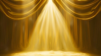 Soft yellow spotlight on a velvet curtain background, highlighting a classic elegance 