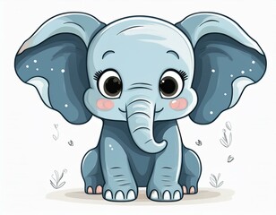 Obraz premium Cartoon funny elephant isolated on white background