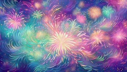A playful, whimsical background with fireworks in swirling patterns