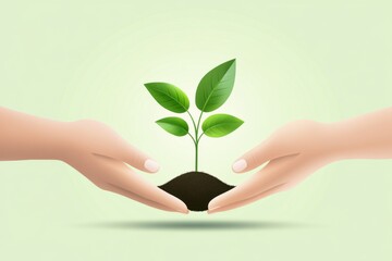 Nurturing new life how hands collaborate to grow a green plant from the earth
