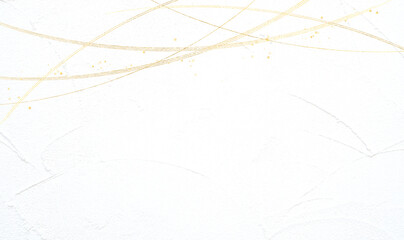 金色のラインと背景は動きのある白塗りの壁面（アブストラクト）