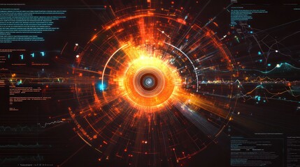 Obraz premium Abstract digital visualization of data with vibrant colors and concentric patterns.