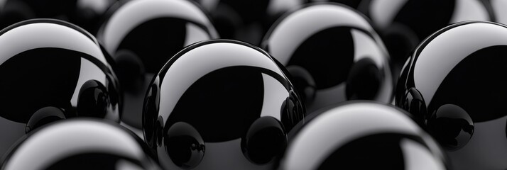 A close up of a bunch of black spheres