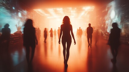 silhouette of a person in a hall