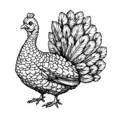 illustration of turkey drawing isolated on white background