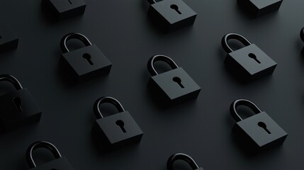 A row of black locks with a keyhole in the middle