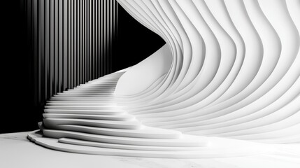 Minimalist 3D model of a modern staircase in a monochrome palette