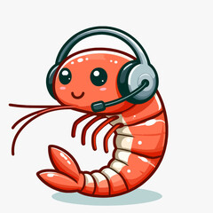shrimp cartoon wearing headphone logo business template