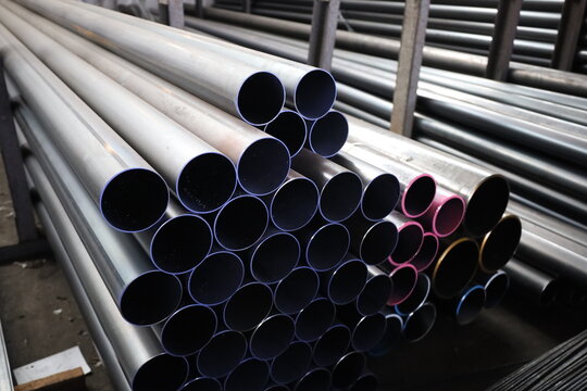 steel pipe product group square pipe Construction steel products such as black steel pipes, image ideas, examples of steel products.metal warehouse industry, delivery to customers.