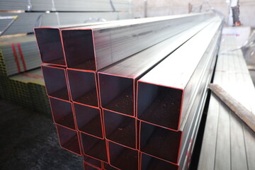 steel pipe product group square pipe Construction steel products such as black steel pipes, image...