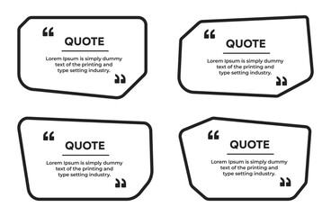 Simple Outline Quote box frame banner with Quotation marks vector template