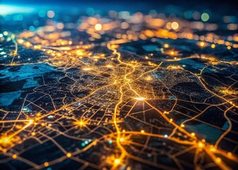 Captivating Low Light Photography of Addis Ababa with Detailed Map Highlights, Showcasing Urban Life Amidst the Nighttime Glow of Ethiopia's Vibrant Capital City