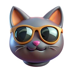 Fototapeta premium Cat with Sunglasses in Plastic Art Style