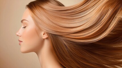 A woman with long brown hair is smiling