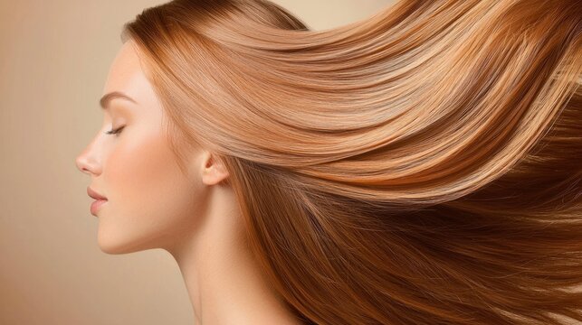 A woman with long brown hair is smiling
