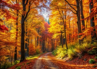 Obraz premium Captivating Mixed Forest Landscape Revealing the Beauty of Nature's Diversity in Vibrant Colors and Textures, Perfect for Nature Lovers and Outdoor Enthusiasts