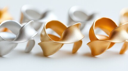 Stylish metallic sculptural rings in silver and gold tones