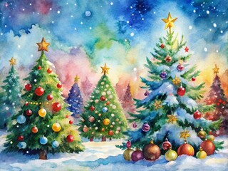 Obraz premium Captivating Watercolor Christmas Paintings Featuring Festive Scenes, Holiday Colors, and Joyful Imagery, Perfect for Seasonal Decor and Art Enthusiasts All Over the World