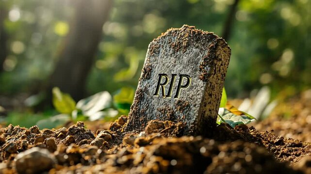 Serene Grave Marker in Forest Setting