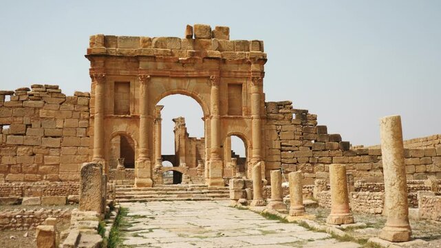 Arch of Antoninus Pius in Roman ancient city Sufetula in Sbeitla, Tunisia