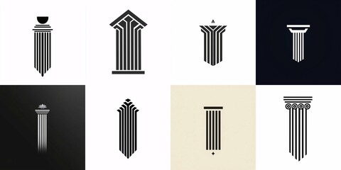 A minimalistic logo design showcasing a stylized column, defined by sleek lines and geometric forms that symbolize strength and stability.