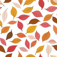 Fototapeta premium Colorful autumn leaves scattered on a white background create a vibrant seasonal pattern for home decor and design