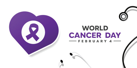World Cancer Day. Great for cards, banners, posters, social media and more. White background. 