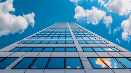 Modern Skyscraper Blue Sky Clouds Reflection Business Building