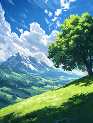 Naklejka premium Beautiful Stylised Landscape