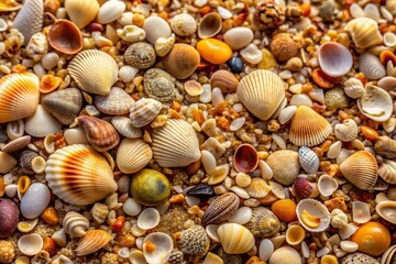 Coarse Beach Sand Texture with Small Pebbles and Shells Captured in Stunning Detail for Product Photography and Natural Surface Design Projects
