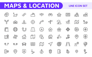 Maps Icon Set. Versatile and visually appealing icons for navigation, location services, and travel apps, designed to enhance user experience and make exploring the world more intuitive and enjoyable.