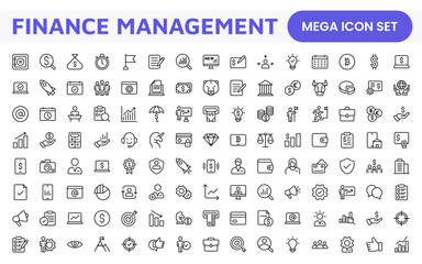 Finance Management Icon Set. Professional and sleek icons for budgeting, expense tracking, and investment management, ideal for finance apps.