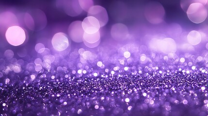 Abstract glitter light purple background with sparkling bokeh lights, shiny and glowing purple backdrop with glittery texture, elegant sparkle effect for festive and glamorous design