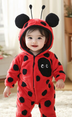 Baby wearing a ladybug costume generated by AI
