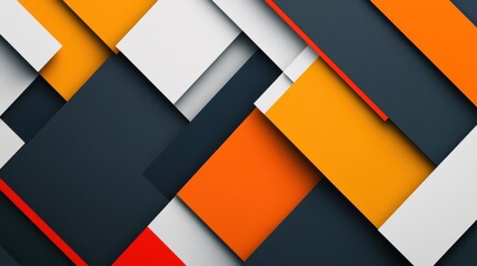 Abstract Geometric Pattern with Orange, White, and Grey Shapes