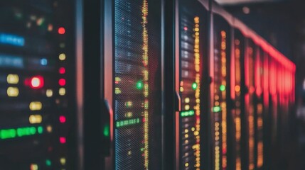 Obraz premium Vibrant Serverscape: Powering the Digital Future