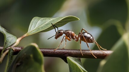 Determined Ant Carrying a Leaf