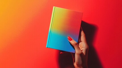 Hand holding a colorful book, fingers positioned to display the cover art clearly, ideal for publishing mockups.