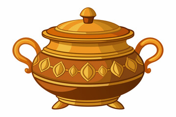  Antique Indian Brass Pot over white background
