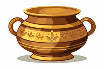  Antique Indian Brass Pot over white background