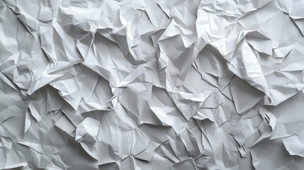 Fototapeta premium A close-up of crumpled white paper showcasing its textured surface and unique patterns, ideal for backgrounds and design projects.