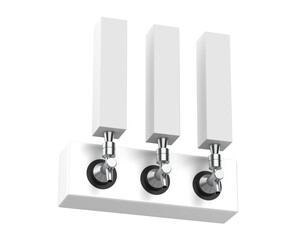 Blank beer tap pump handle for branding, mock-up template on isolated white background, 3d...