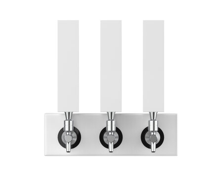 Blank beer tap pump handle for branding, mock-up template on isolated white background, 3d illustration.