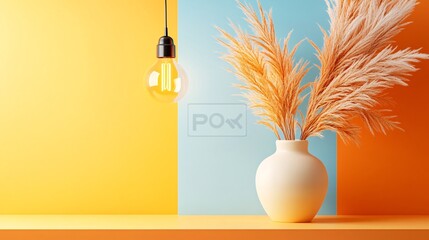 Bright Interactive Advertising Mockup with Light and Plants